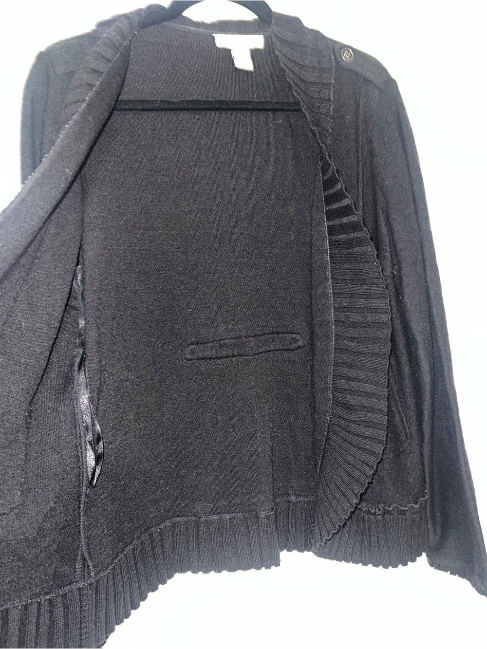 Max Studio Black Ruffle-Edge Button Cardigan - Picture 5 of 5